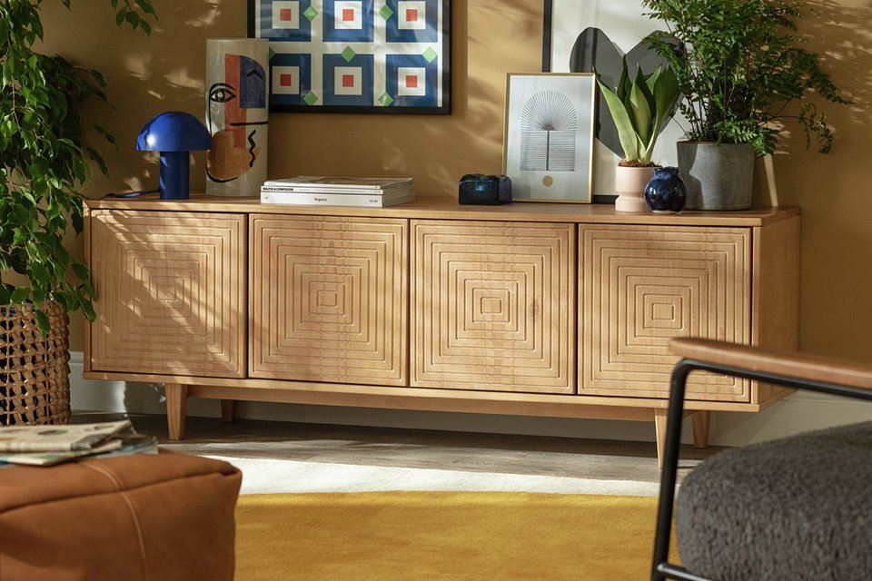 Habitat Grooved Storage 4 Door Sideboard - Pine.